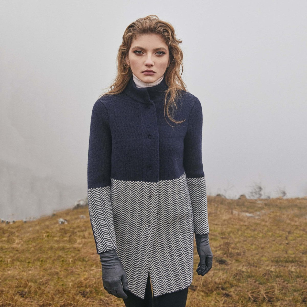 Ladies Herringbone Wool Coat - The Celtic Gift Store - 