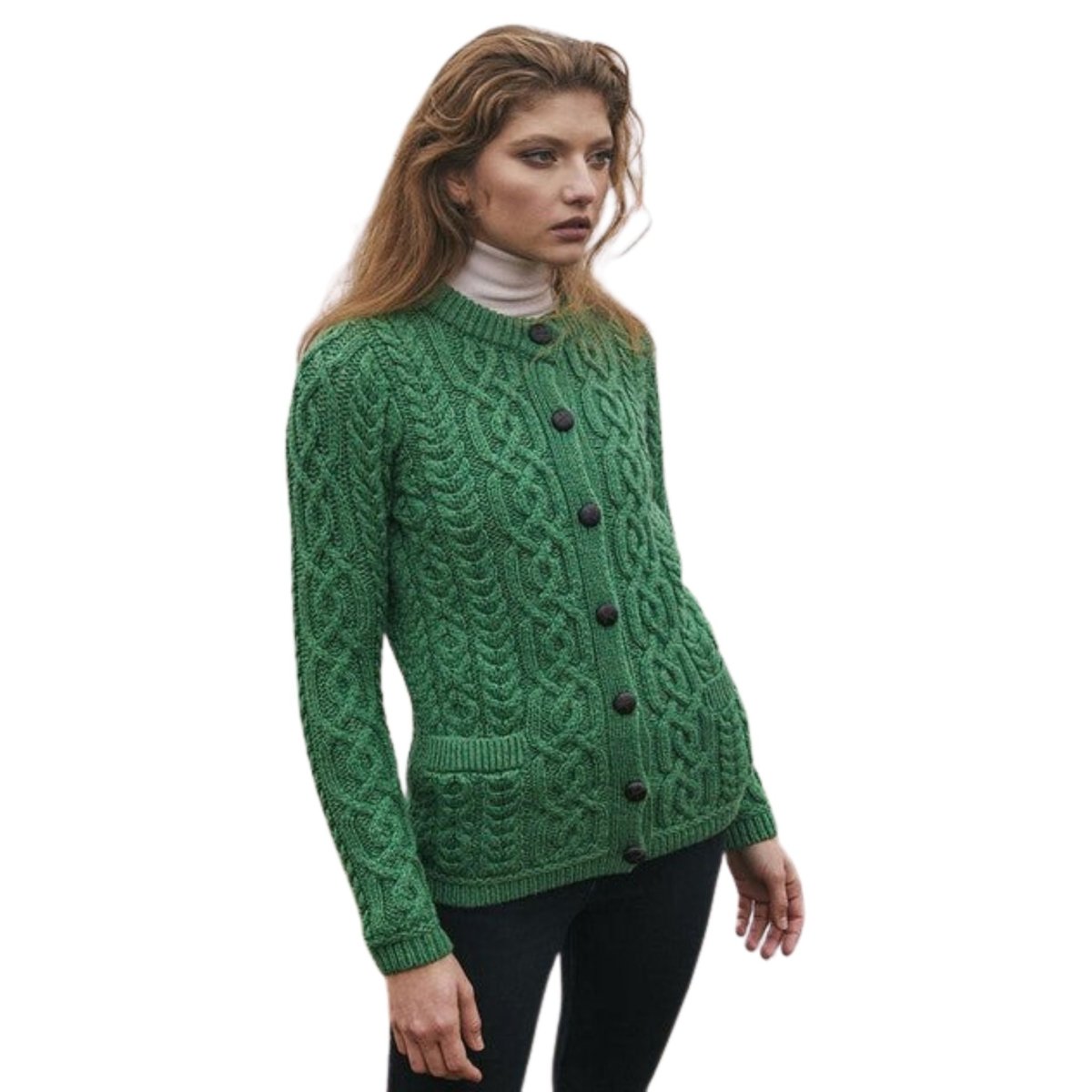 Ladies Merino Wool Aran Button Cardigan - The Celtic Gift Store - Womens