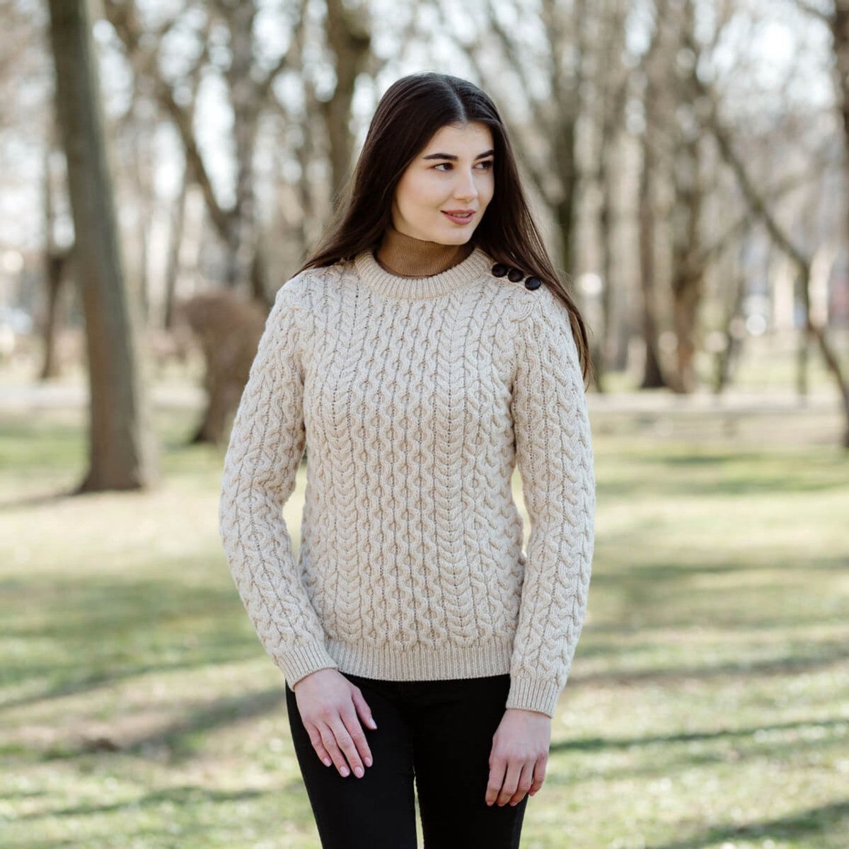 Ladies Side Button Sweater - The Celtic Gift Store - 