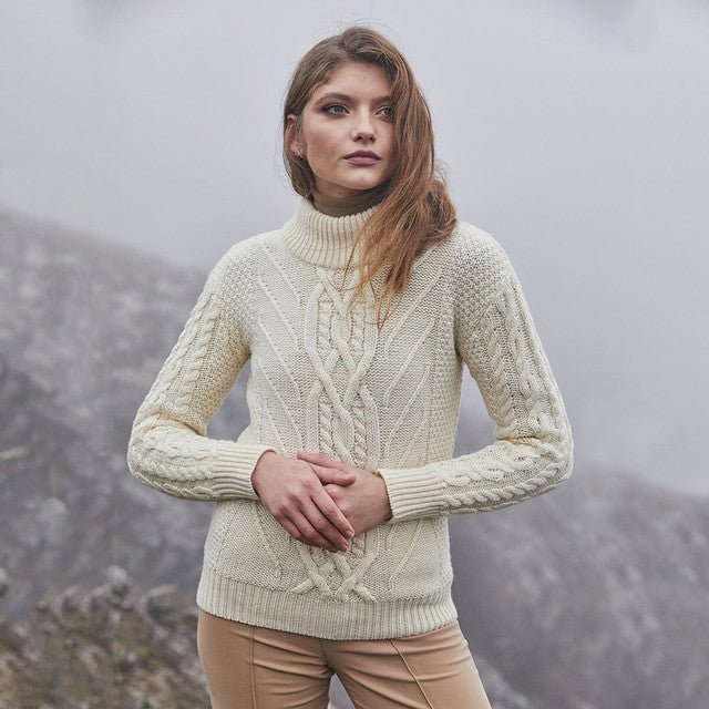 Ladies Turtle Neck Cable Sweater