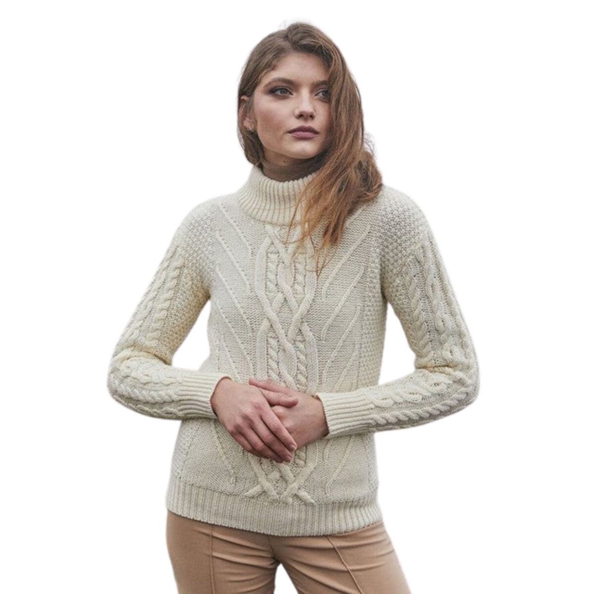 Ladies Turtle Neck Cable Sweater - The Celtic Gift Store - Womens Sweaters