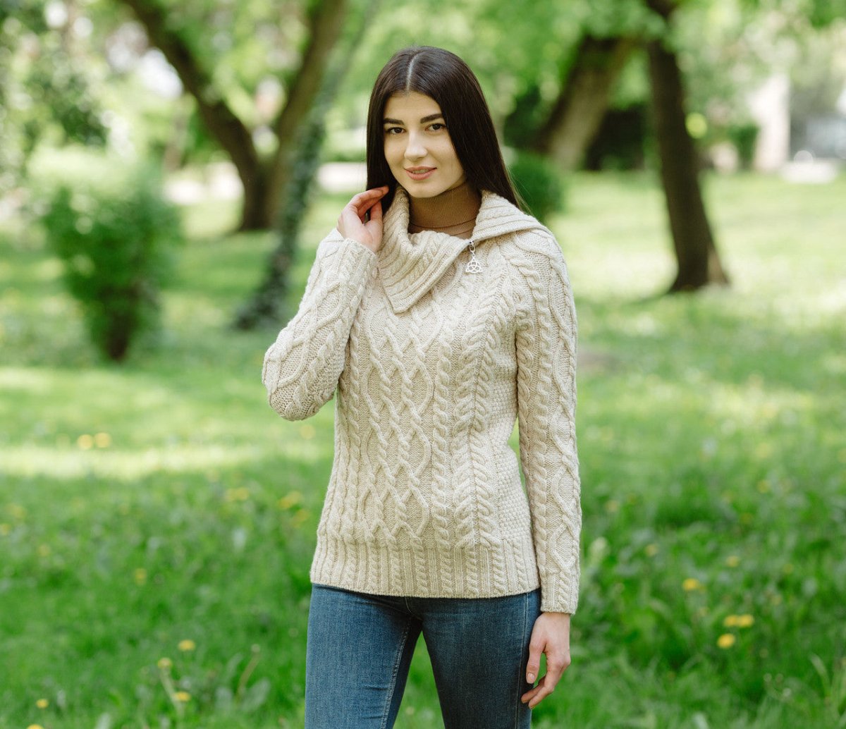 Ladies Zipper Neck Sweater - The Celtic Gift Store - 