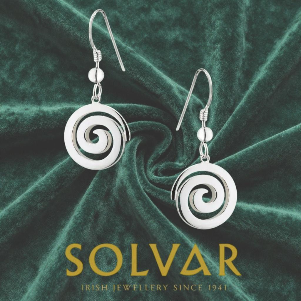 Large Silver Celtic Spiral Drop Earrings