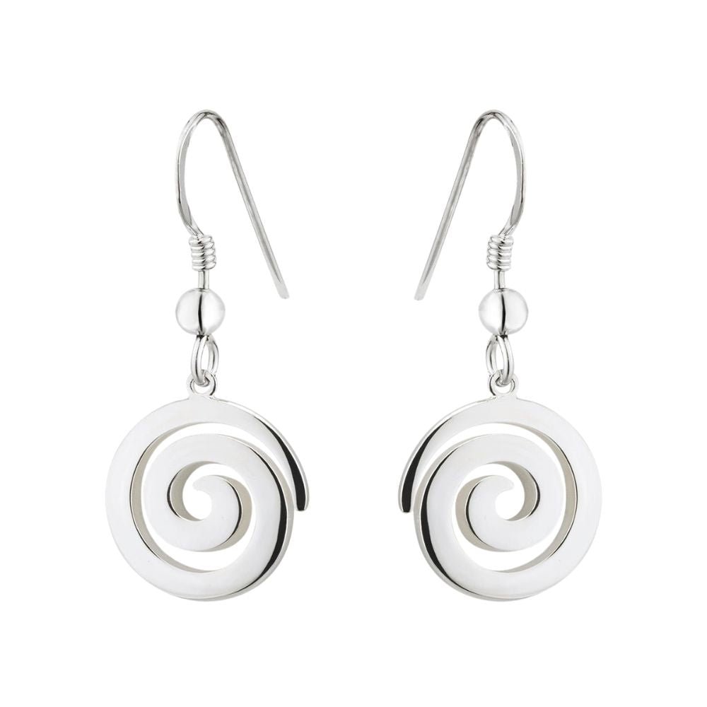 Large Silver Celtic Spiral Drop Earrings - The Celtic Gift Store - Earrings