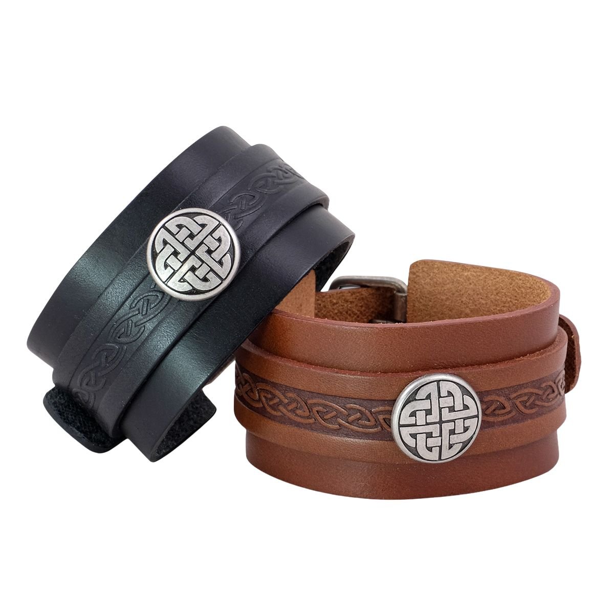 Lee River Celtic Knot Leather Buckle Cuff