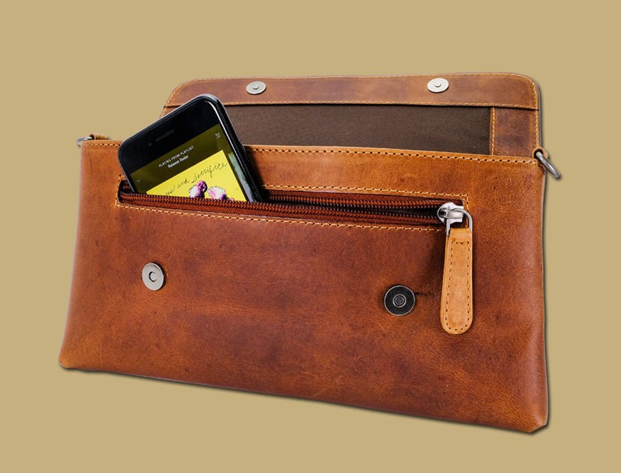 Lee River Ciara Leather Clutch Bag with Strap - The Celtic Gift Store - Handbags