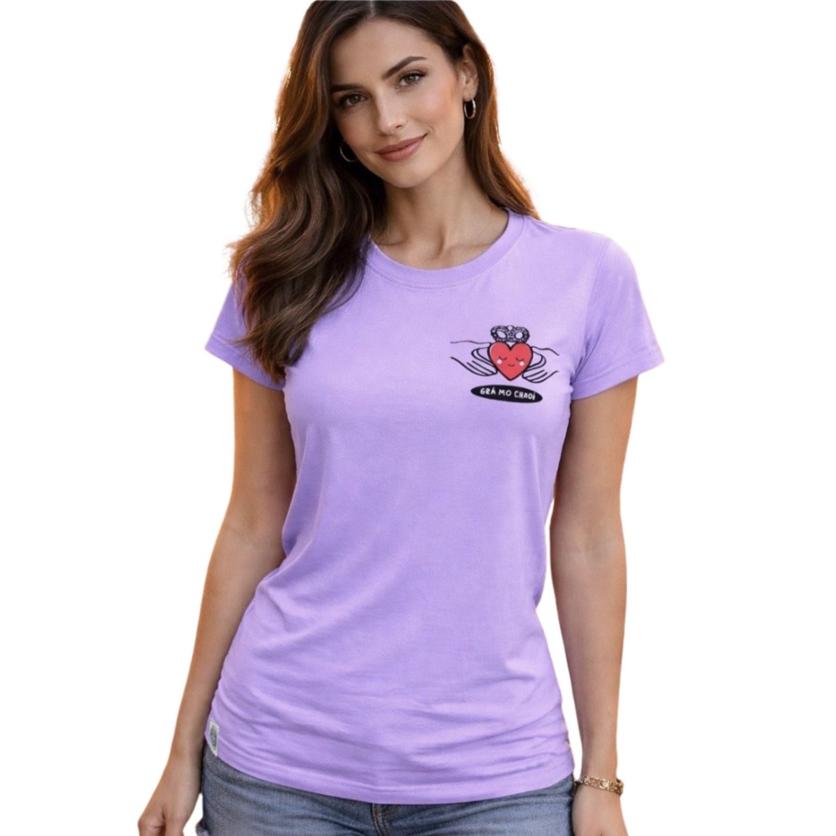 Lilac Ireland Grá Mo Chroí T-Shirt - The Celtic Gift Store - Clothing