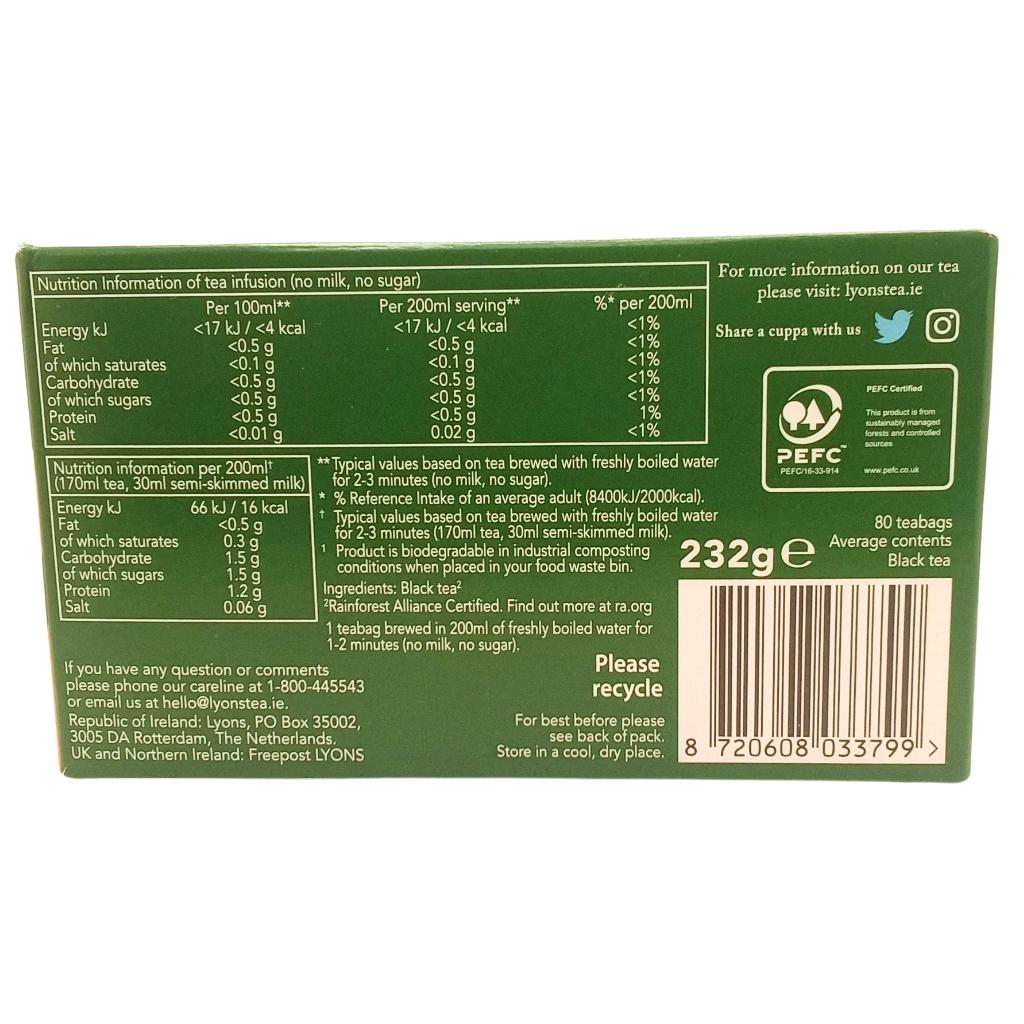 Lyons Tea Original Blend Tea Bags (80 Bags)