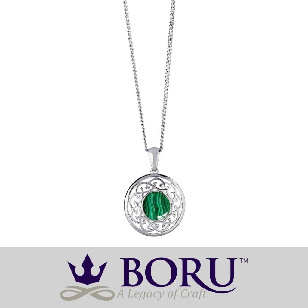 Malachite and Sterling Silver Celtic Knot Necklace