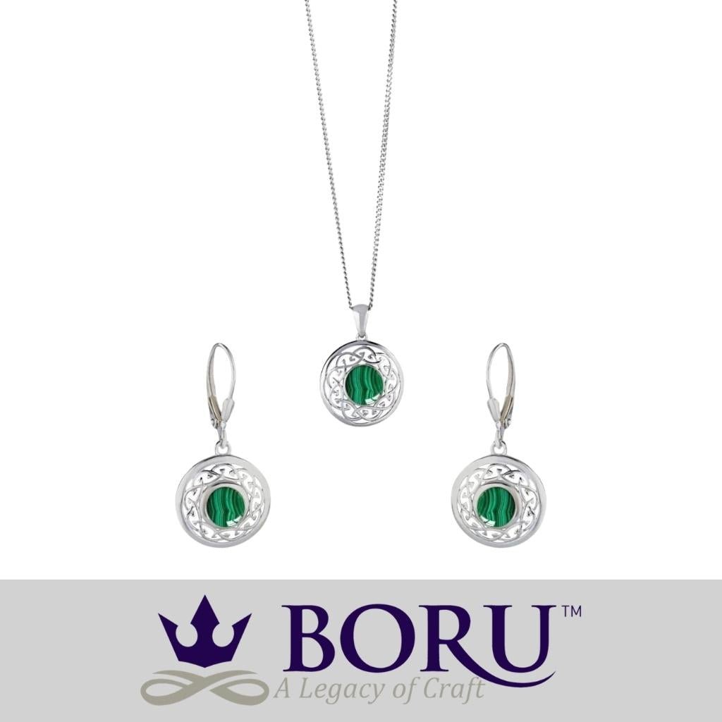 Malachite and Sterling Silver Celtic Knot Necklace