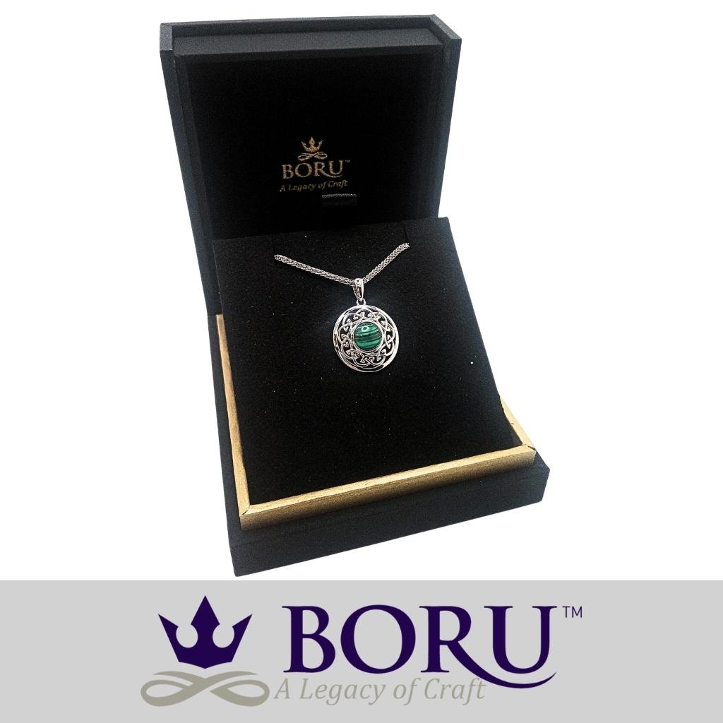 Malachite and Sterling Silver Celtic Knot Necklace