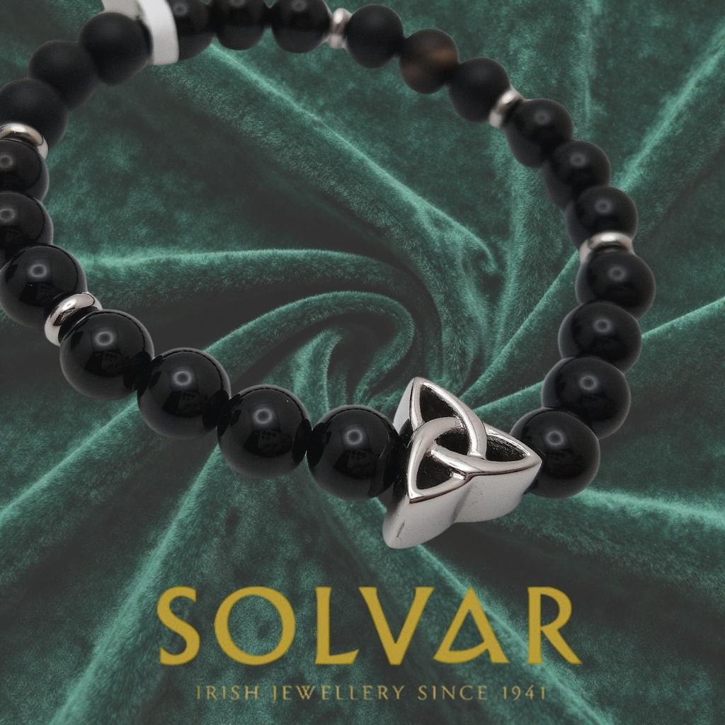 Men's Black Bead Trinity Knot Bracelet by Solvar Jewelry - Bracelets