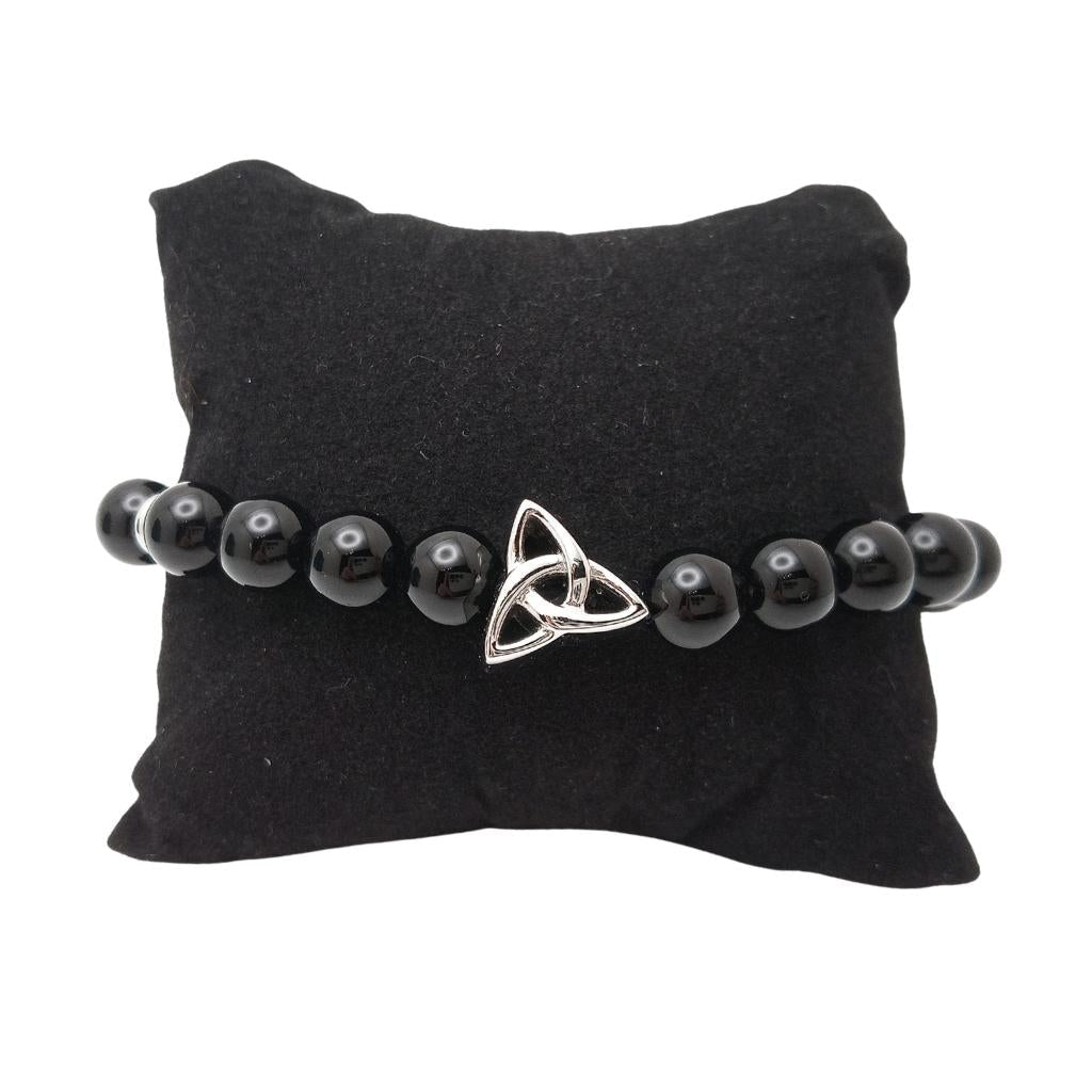 Men's Black Bead Trinity Knot Bracelet by Solvar Jewelry - Bracelets