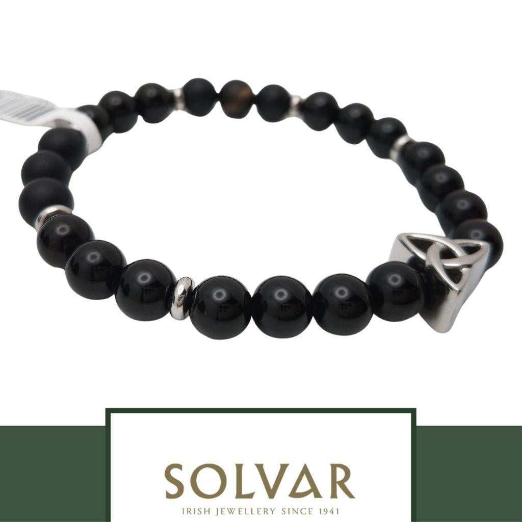 Men's Black Bead Trinity Knot Bracelet by Solvar Jewelry - Bracelets