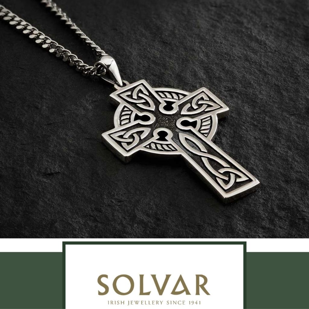 Men's Double Sided Oxidized Sterling Silver Celtic Cross