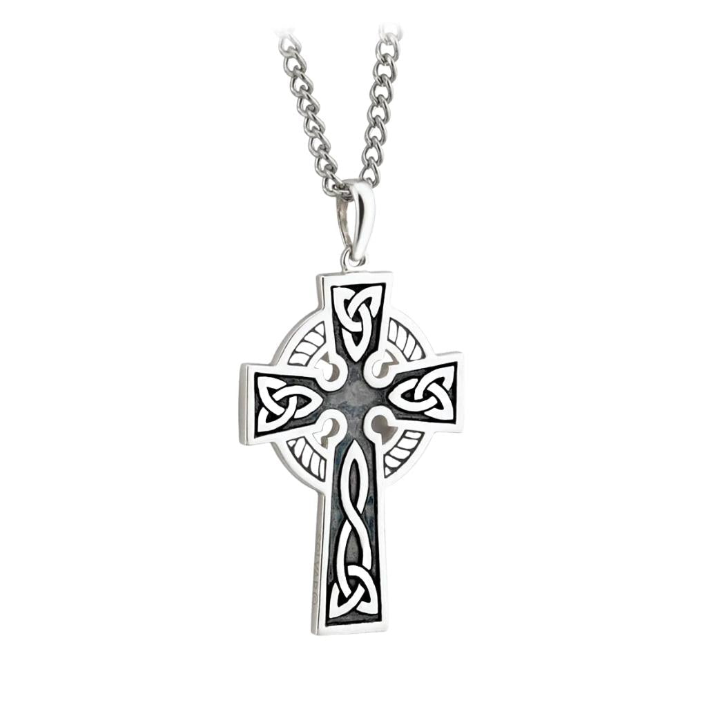 Men's Double Sided Oxidized Sterling Silver Celtic Cross
