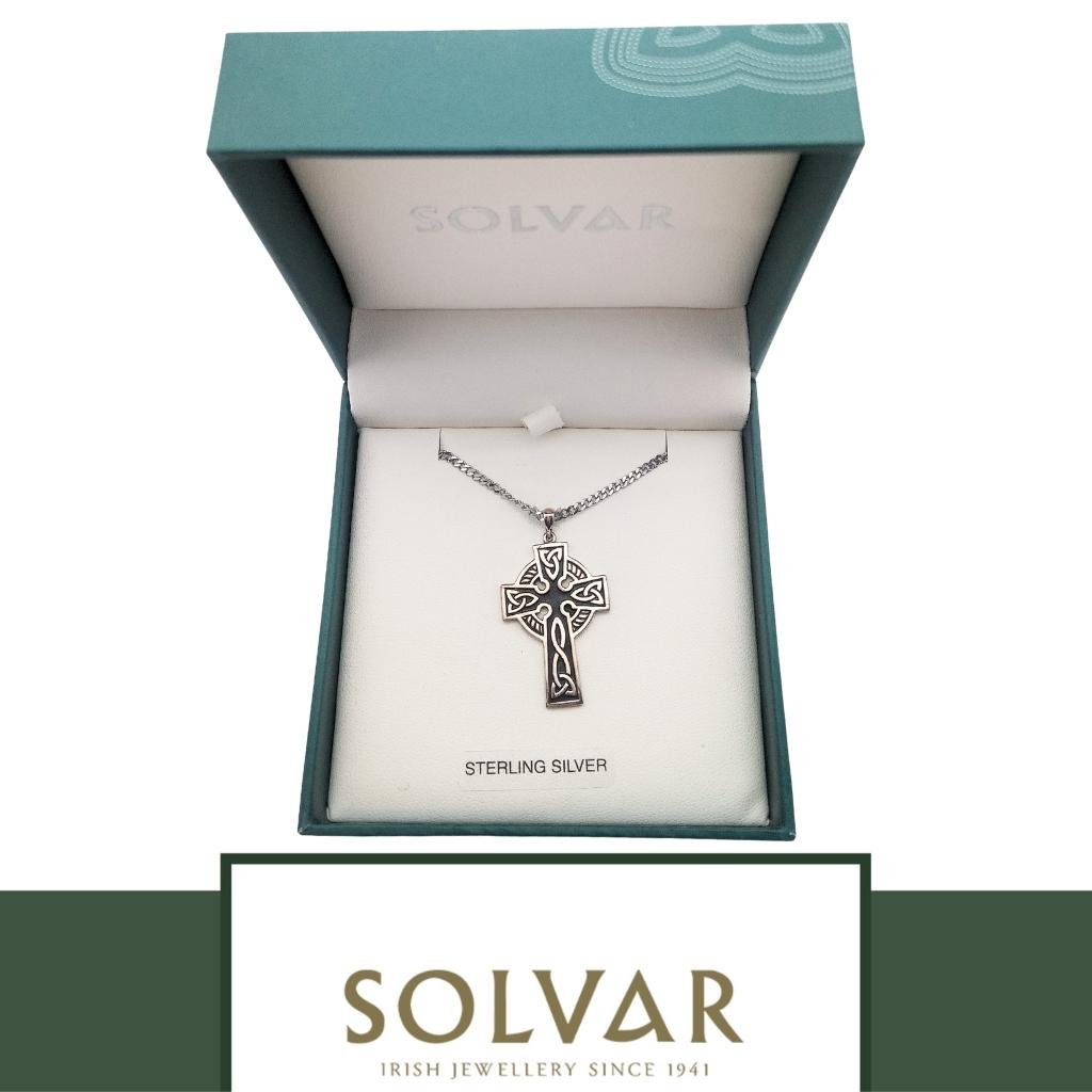 Men's Double Sided Oxidized Sterling Silver Celtic Cross