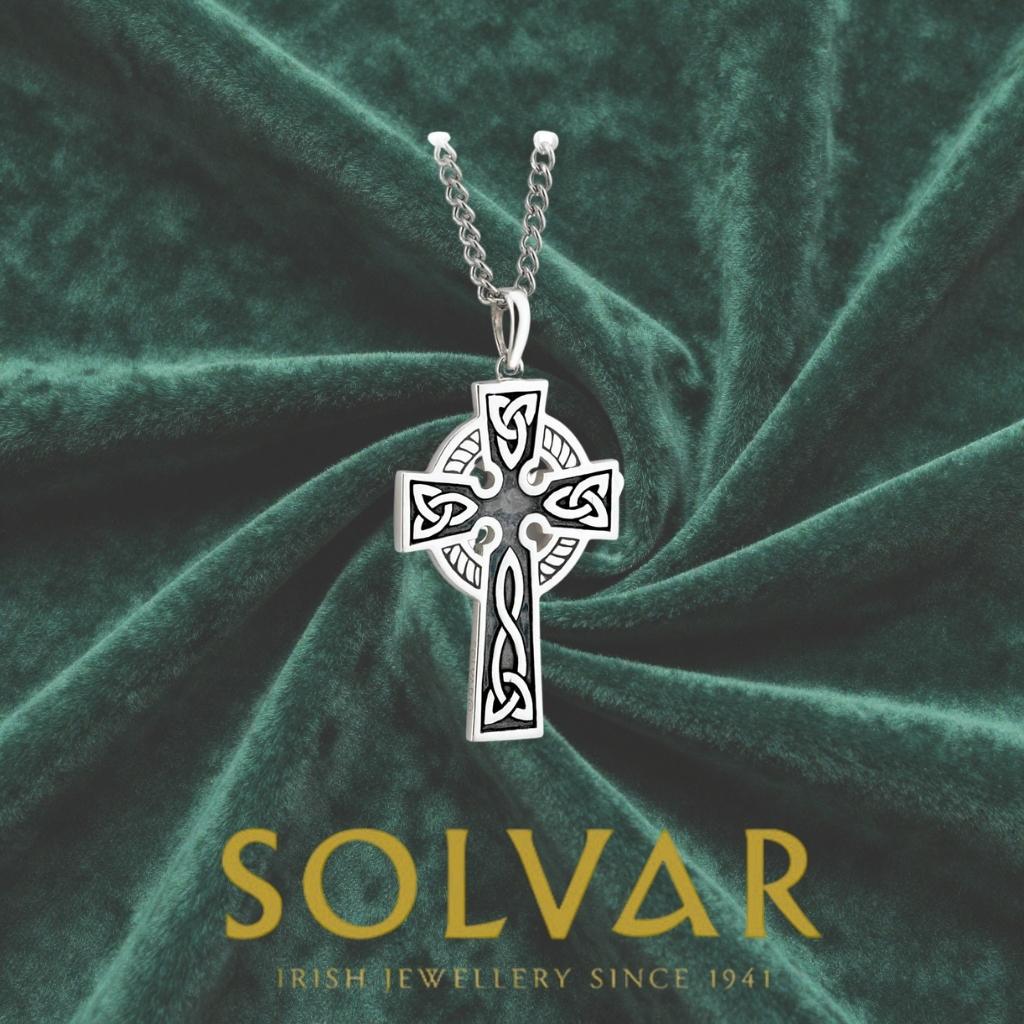 Men's Double Sided Oxidized Sterling Silver Celtic Cross