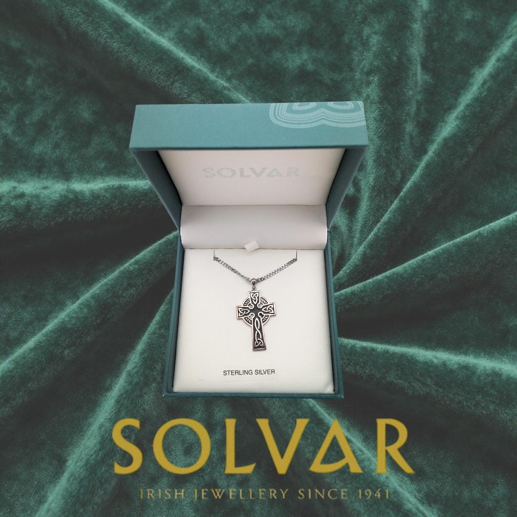 Men's Double Sided Oxidized Sterling Silver Celtic Cross