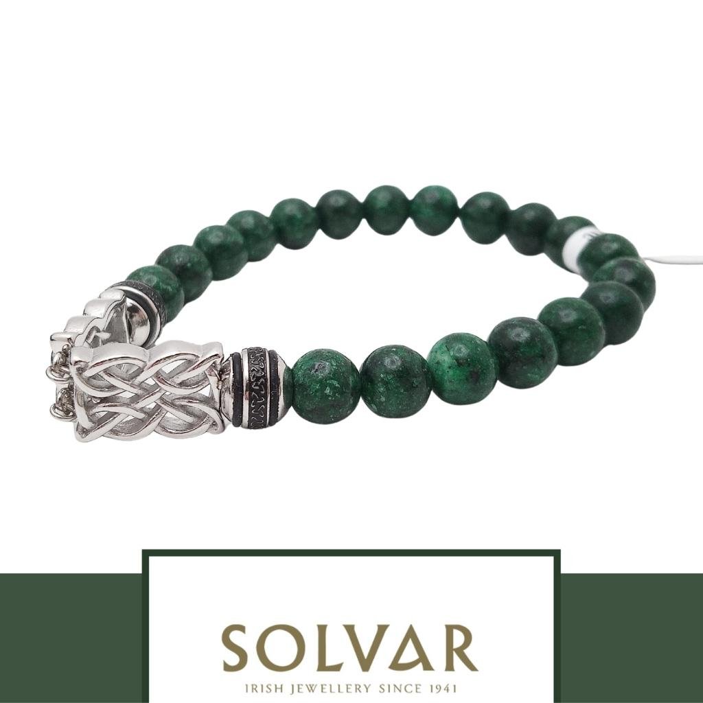 Men's Green Bead Celtic Knotwork Bracelet by Solvar Jewelry - Bracelets