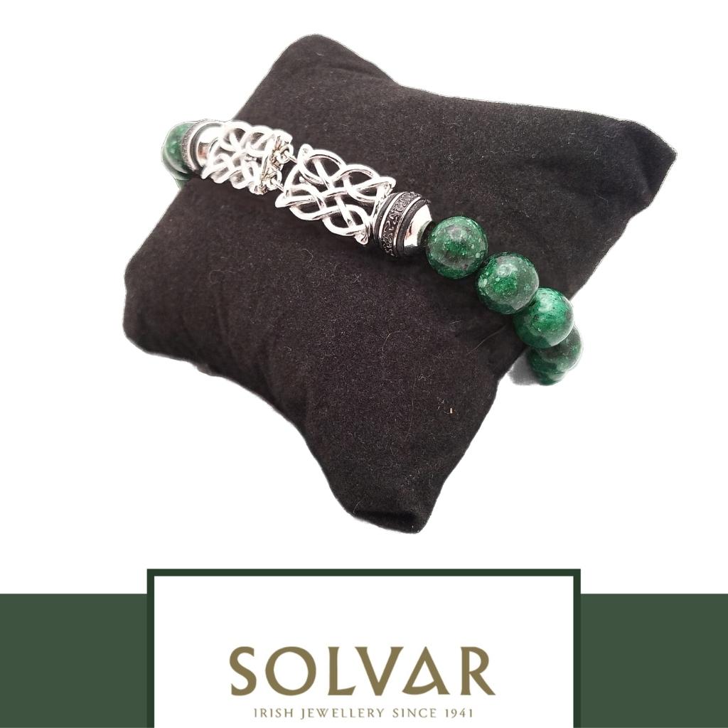 Men's Green Bead Celtic Knotwork Bracelet by Solvar Jewelry - Bracelets