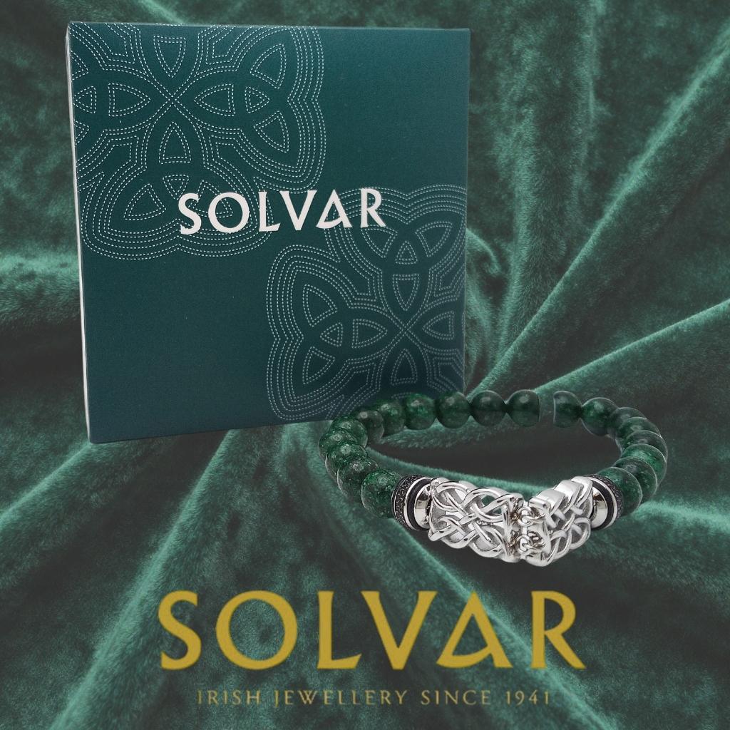 Men's Green Bead Celtic Knotwork Bracelet by Solvar Jewelry - Bracelets