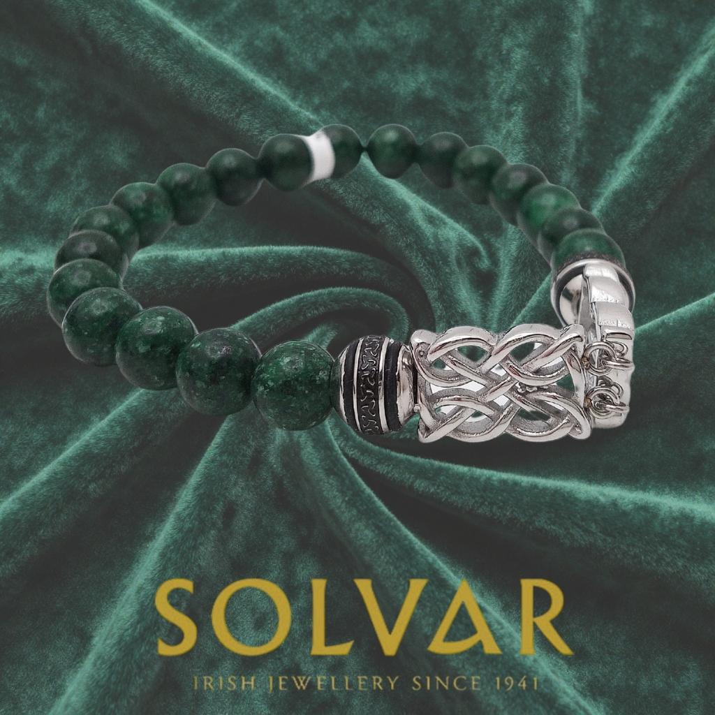 Men's Green Bead Celtic Knotwork Bracelet by Solvar Jewelry - Bracelets