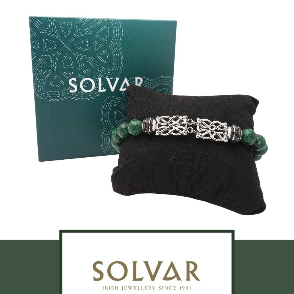 Men's Green Bead Celtic Knotwork Bracelet by Solvar Jewelry - Bracelets