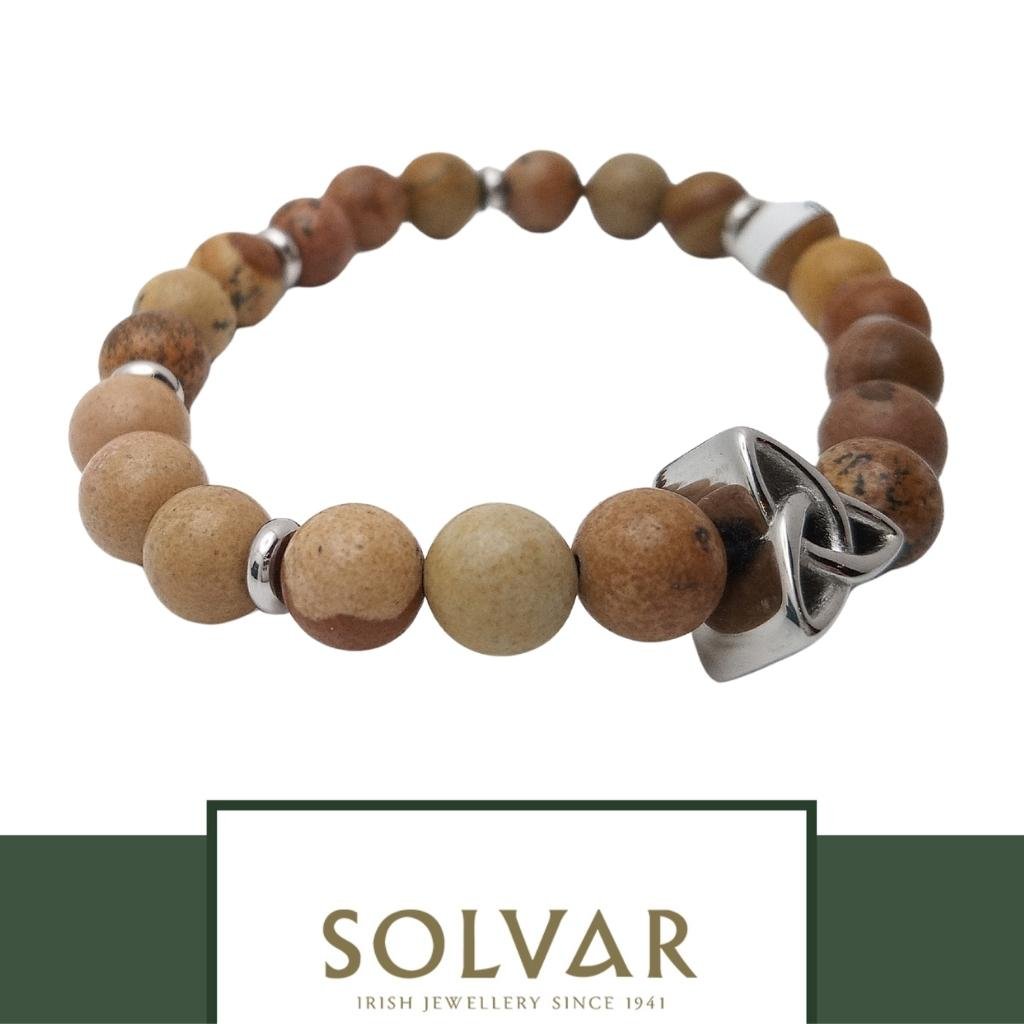 Men's Jasper Bead Trinity Knot Bracelet by Solvar Jewelry - Bracelets