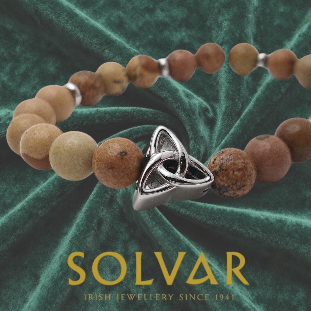 Men's Jasper Bead Trinity Knot Bracelet by Solvar Jewelry - Bracelets