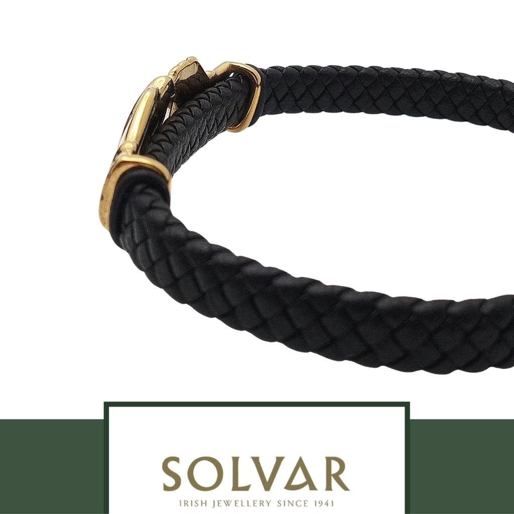 Men's Leather Gold Claddagh Bracelet by Solvar Jewelry - Bracelets