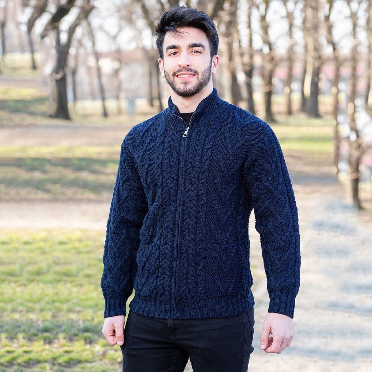 Mens Marino Wool Zipper Cardigan - The Celtic Gift Store - Clothing