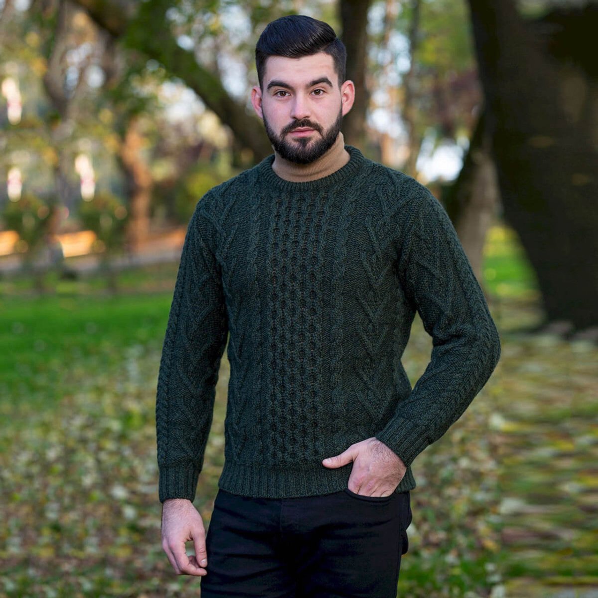 Mens Merino Aran Sweater - The Celtic Gift Store - 