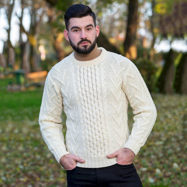 Mens Merino Aran Sweater - The Celtic Gift Store - 