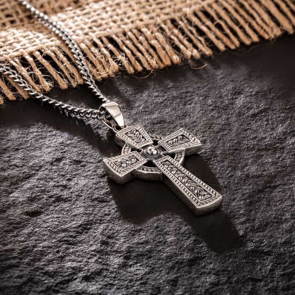 Men's Oxidized Sterling Silver Celtic Cross
