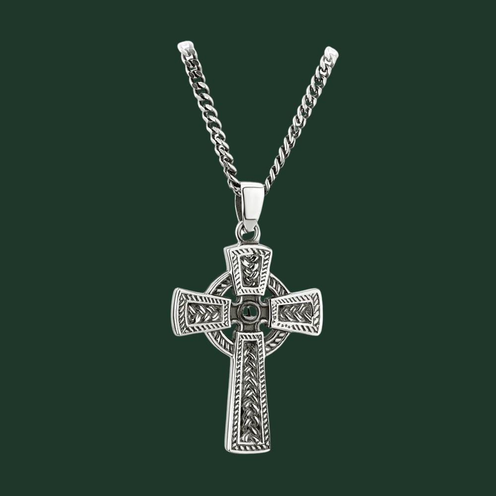 Men's Oxidized Sterling Silver Celtic Cross