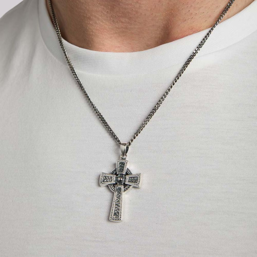 Men's Oxidized Sterling Silver Celtic Cross