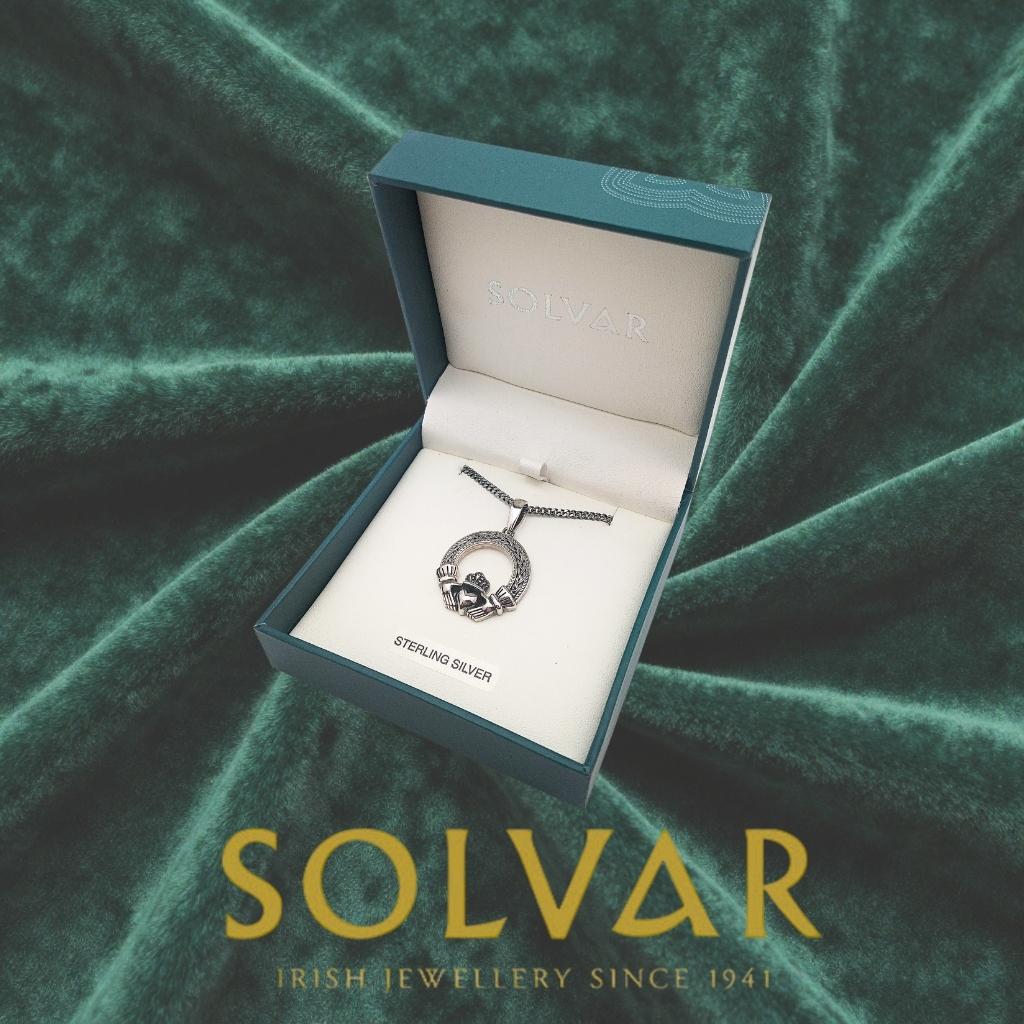 Men's Oxidized Sterling Silver Claddagh Necklace