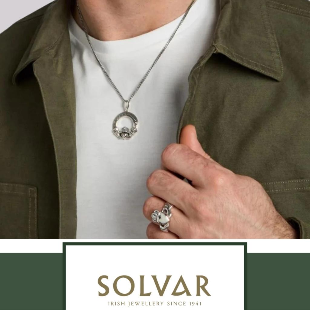 Men's Oxidized Sterling Silver Claddagh Necklace