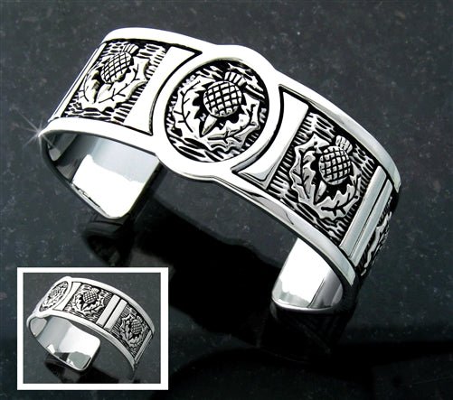 Men's Scottish Thistle Cuff - The Celtic Gift Store - bracelets