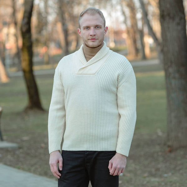 Men'S Shawl Collar Fisherman Sweater - The Celtic Gift Store - 