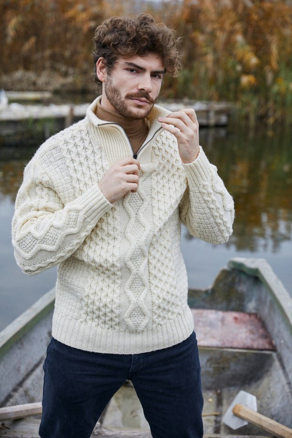Men'S Wool Half Zip Sweater - The Celtic Gift Store - 