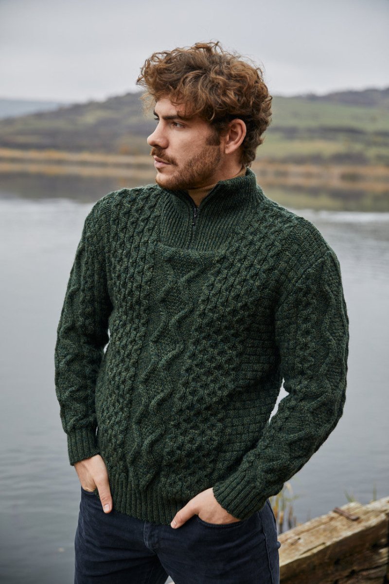 Men'S Wool Half Zip Sweater - The Celtic Gift Store - 