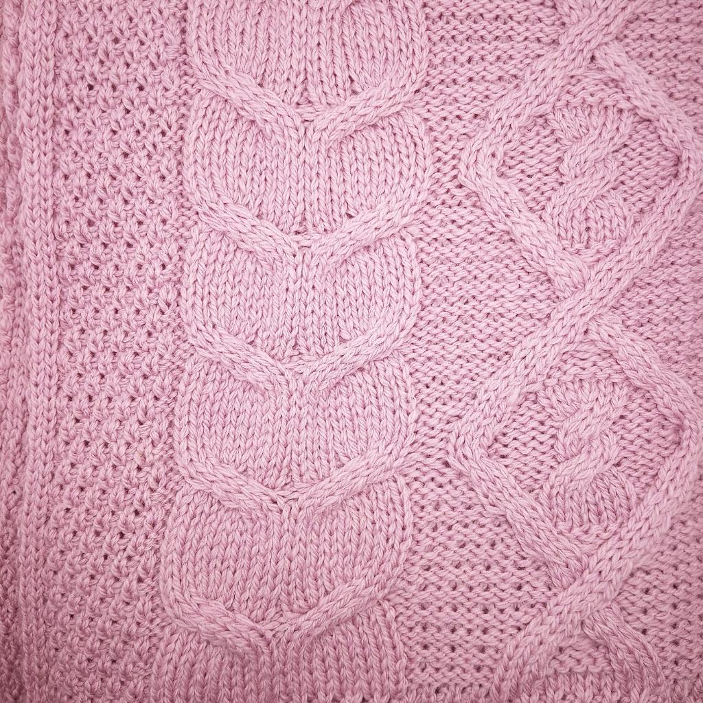 Merino Dugort Honey, Diamond, and Cable Aran Throw- Rose Pink