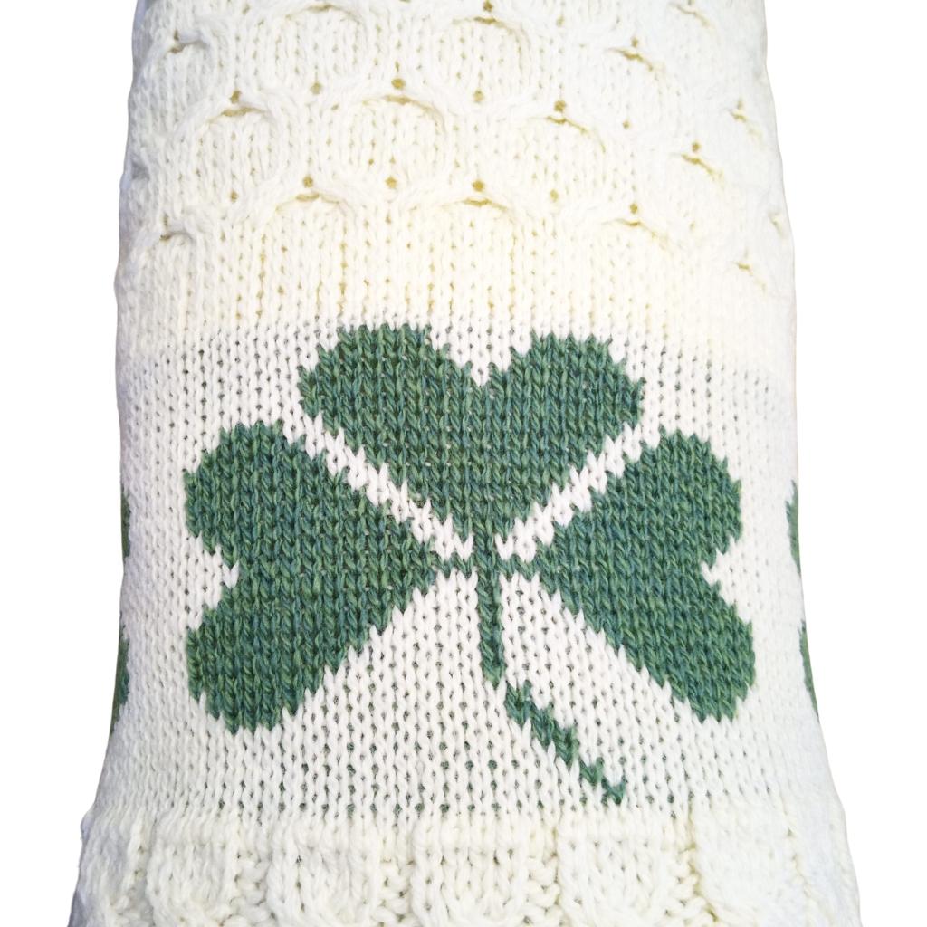 Merino Wool Aran Shamrock Throw - White by Aran Woollen Mills - Blankets and Bedding
