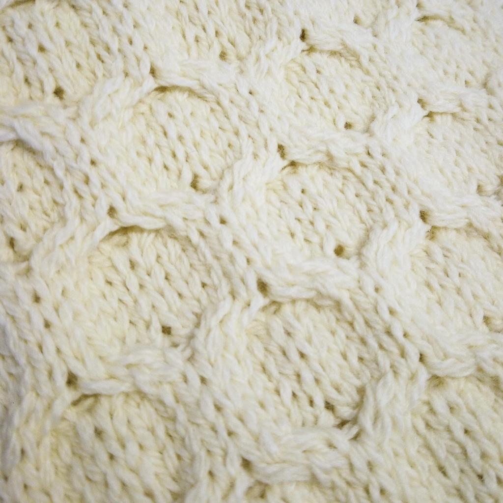 Merino Wool Aran Shamrock Throw - White by Aran Woollen Mills - Blankets and Bedding