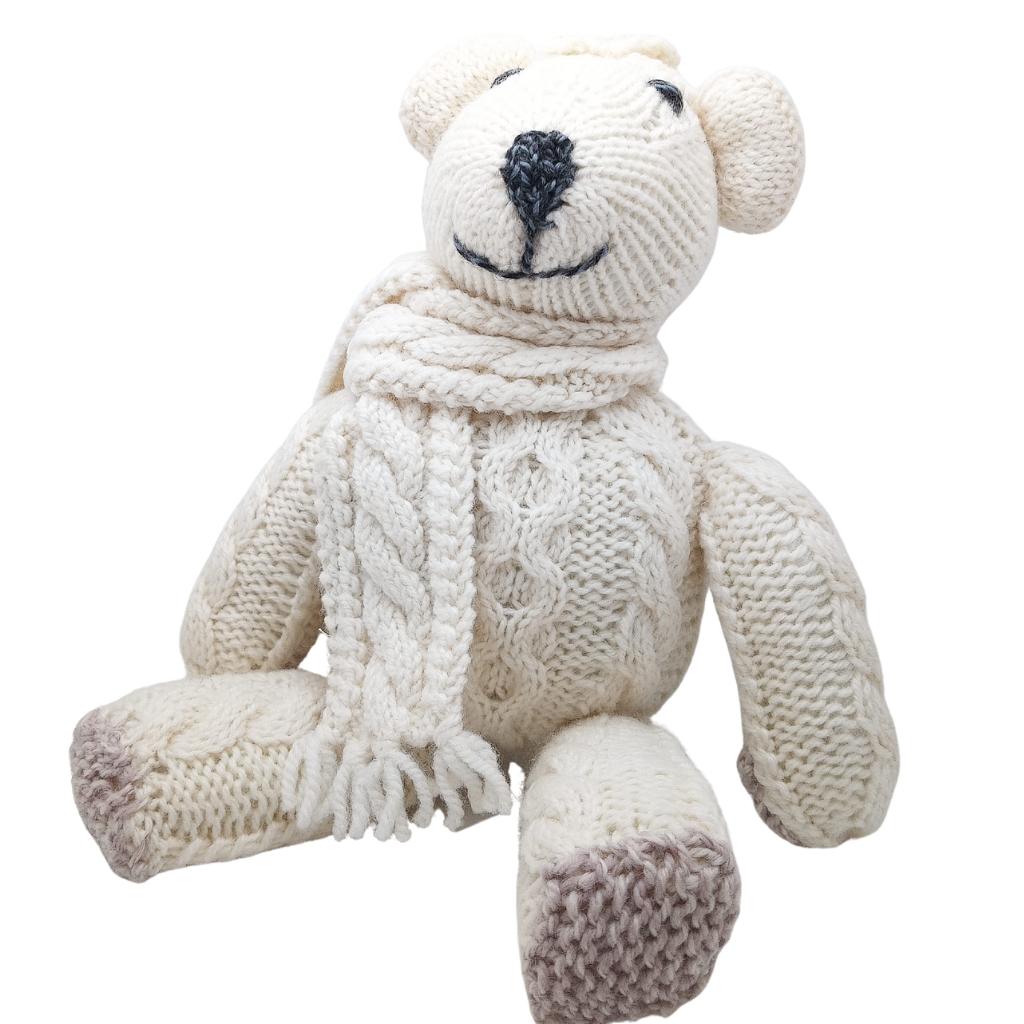 Merino Wool Cable Stitch Teddy with Scarf