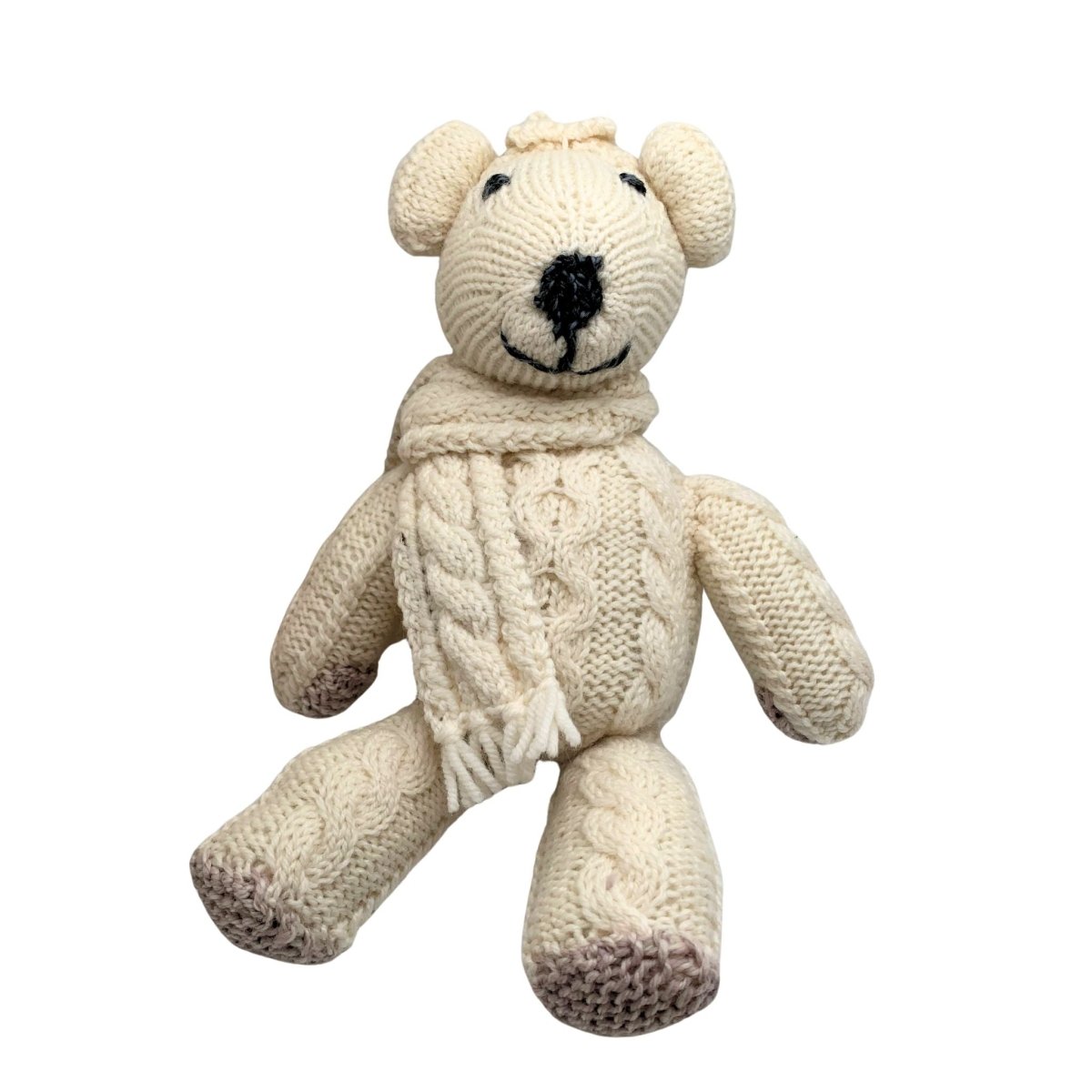 Merino Wool Cable Stitch Teddy with Scarf - The Celtic Gift Store - Kids