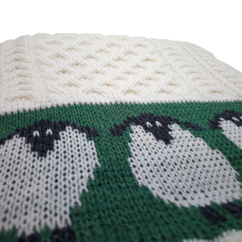 Merino Wool Sheep Throw- Green/White