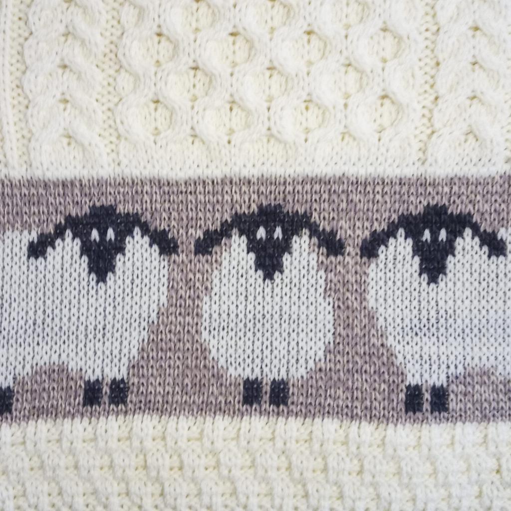 Merino Wool Sheep Throw- Oat/White
